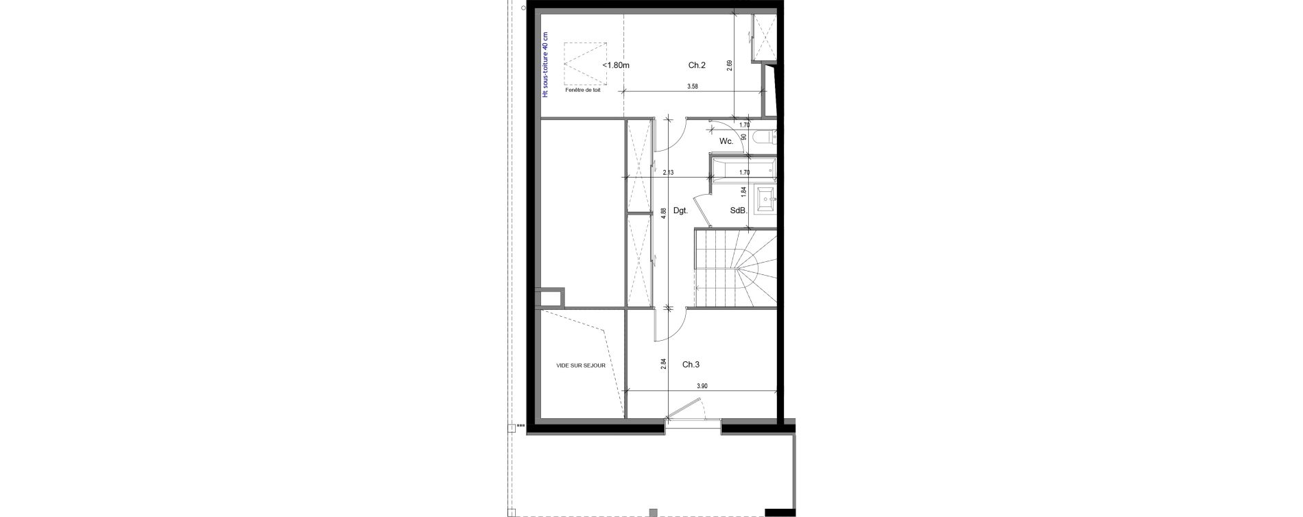 Duplex T4 de 94,95 m2 &agrave; Sergy Centre