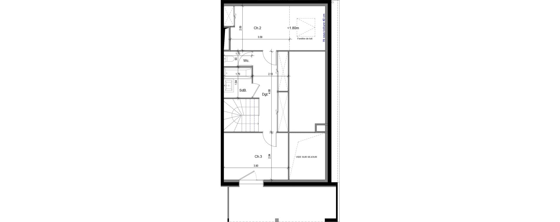 Duplex T4 de 95,05 m2 &agrave; Sergy Centre