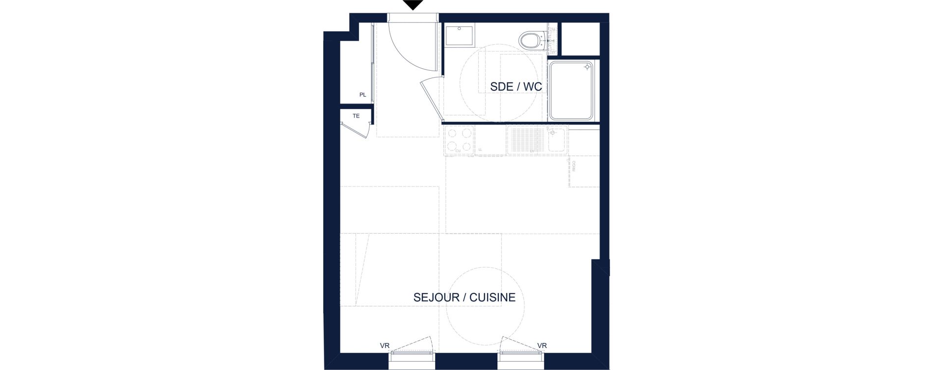 Appartement T1 de 30,16 m2 &agrave; Vichy Deni&egrave;re les romains