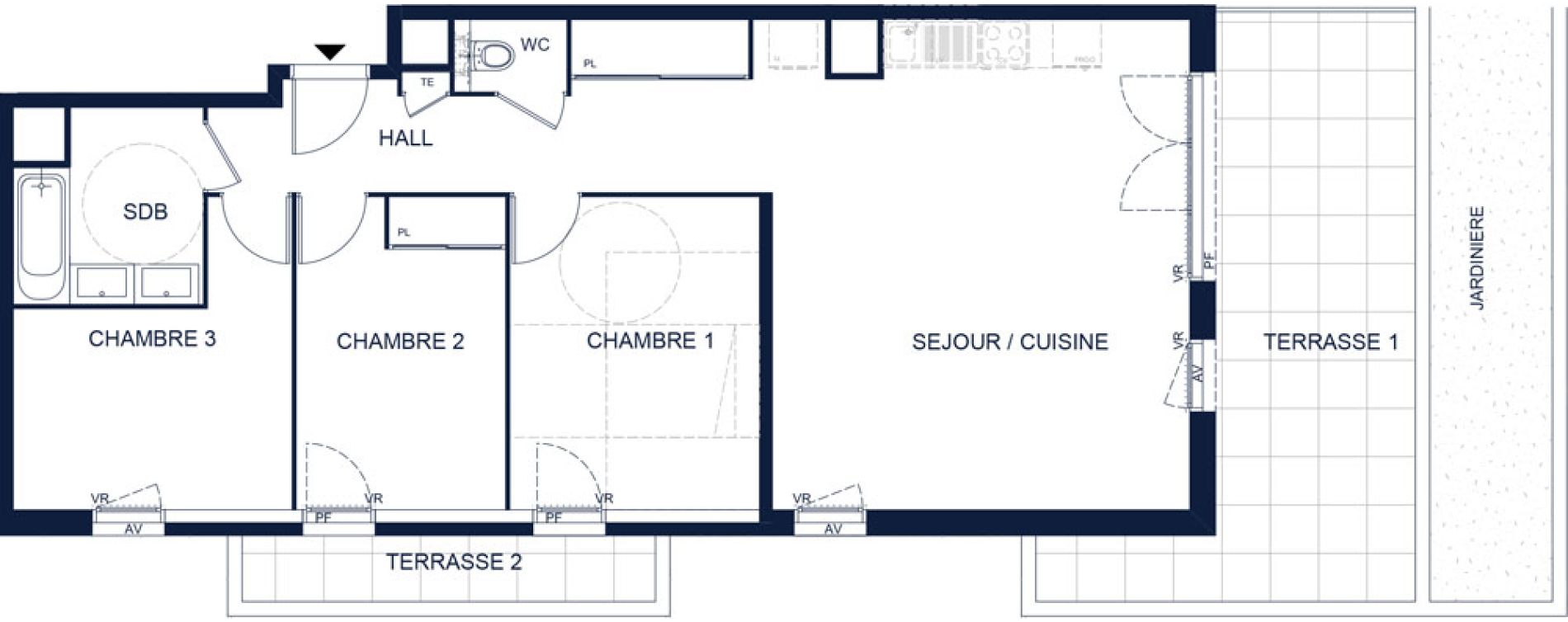 Appartement T4 de 80,51 m2 &agrave; Vichy Deni&egrave;re les romains