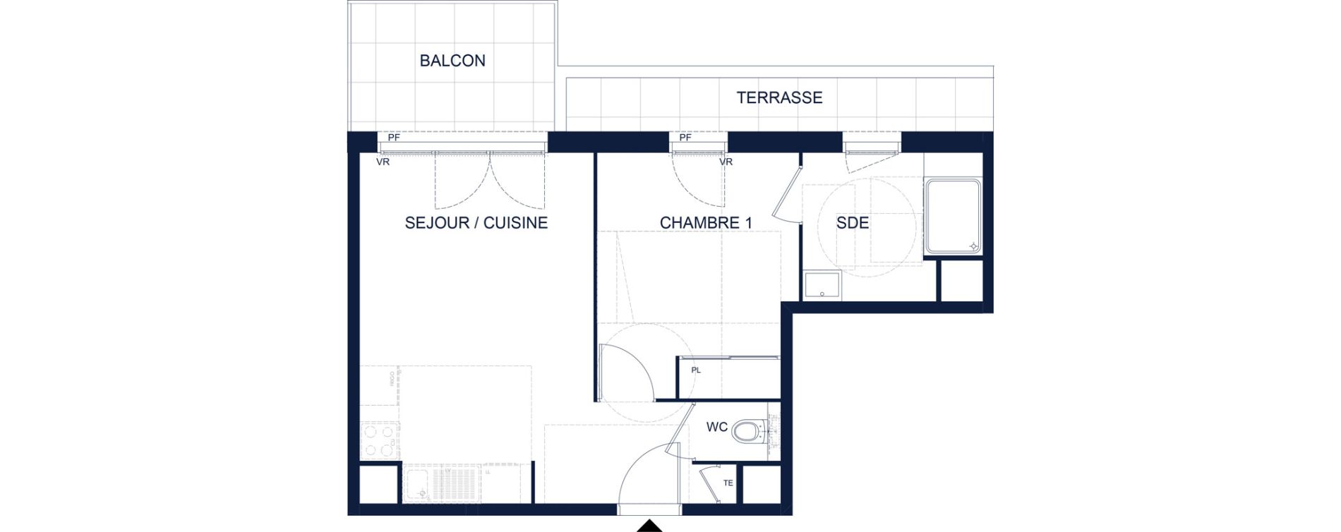 Appartement T2 de 39,12 m2 &agrave; Vichy Deni&egrave;re les romains