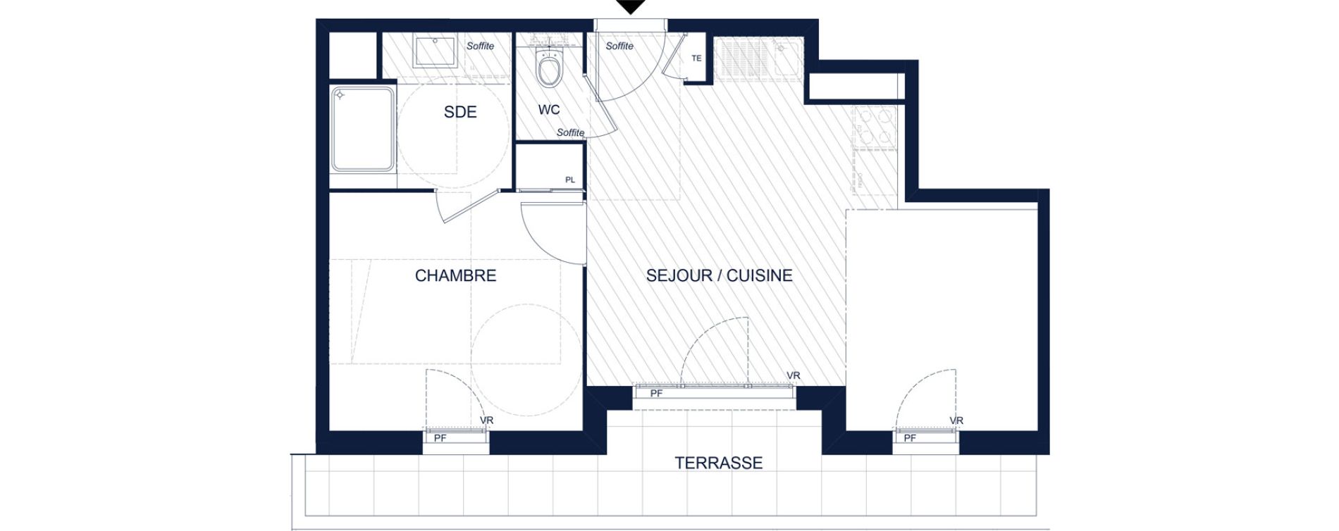 Appartement T2 de 41,57 m2 &agrave; Vichy Deni&egrave;re les romains