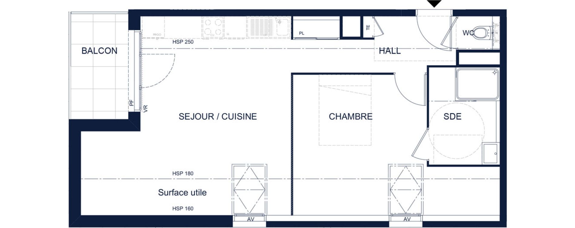 Appartement T2 de 42,40 m2 &agrave; Vichy Deni&egrave;re les romains