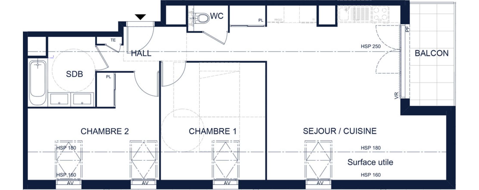 Appartement T3 de 60,66 m2 &agrave; Vichy Deni&egrave;re les romains