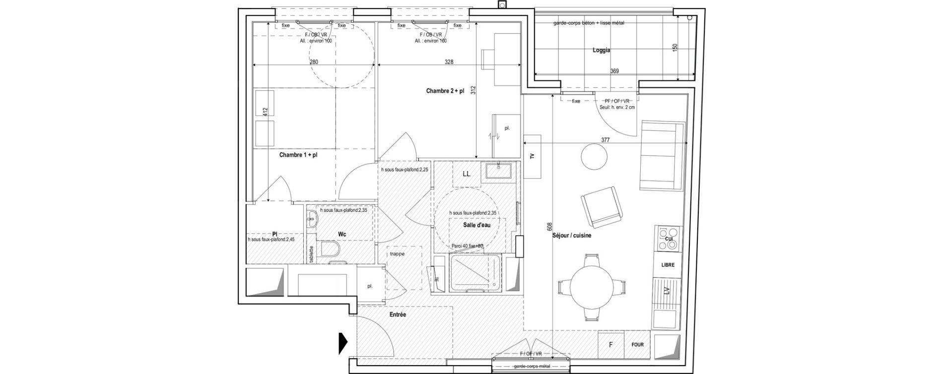 Appartement T3 meubl&eacute; de 62,80 m2 &agrave; Vichy Centre