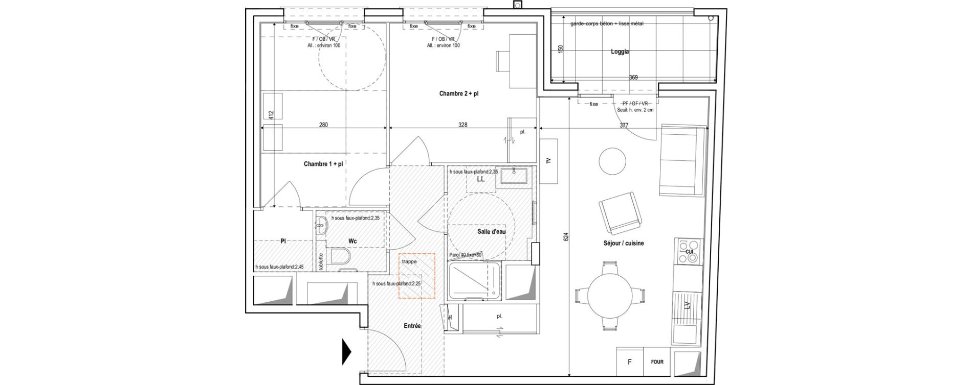 Appartement T3 meubl&eacute; de 63,40 m2 &agrave; Vichy Centre