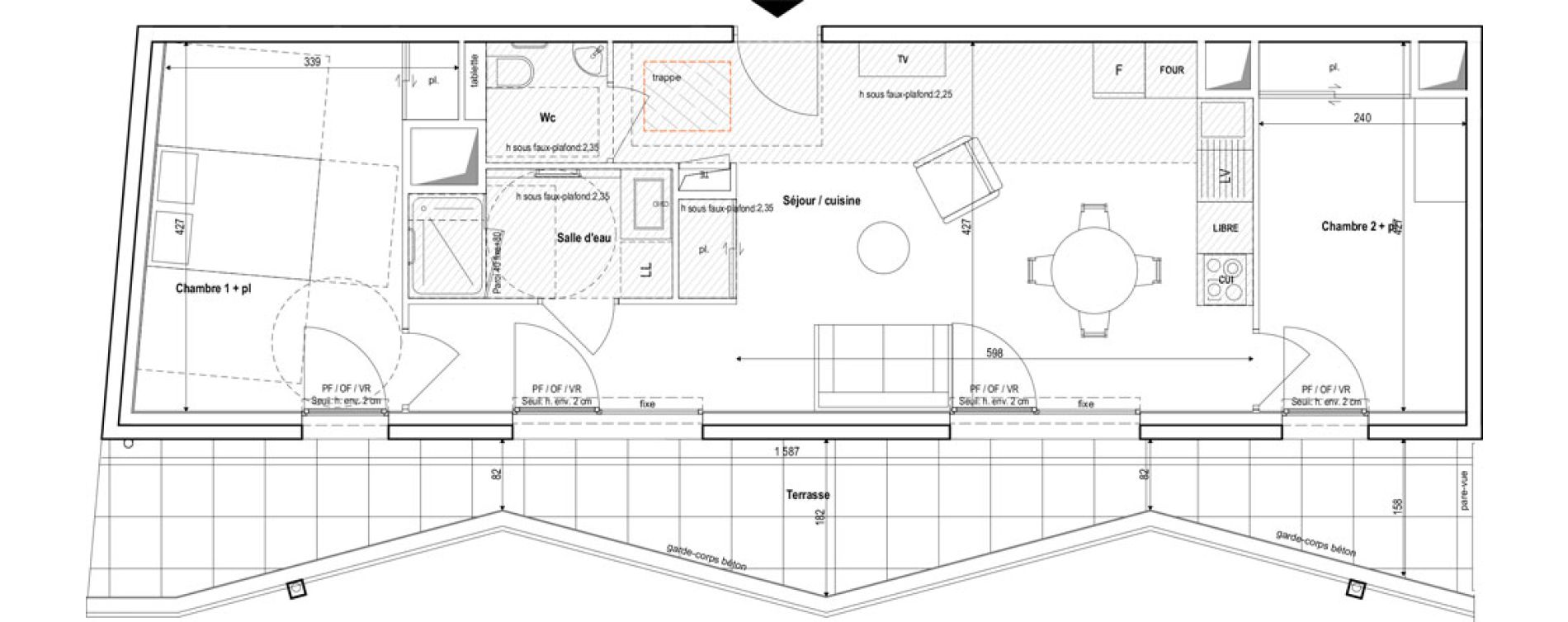 Appartement T3 meubl&eacute; de 62,00 m2 &agrave; Vichy Centre
