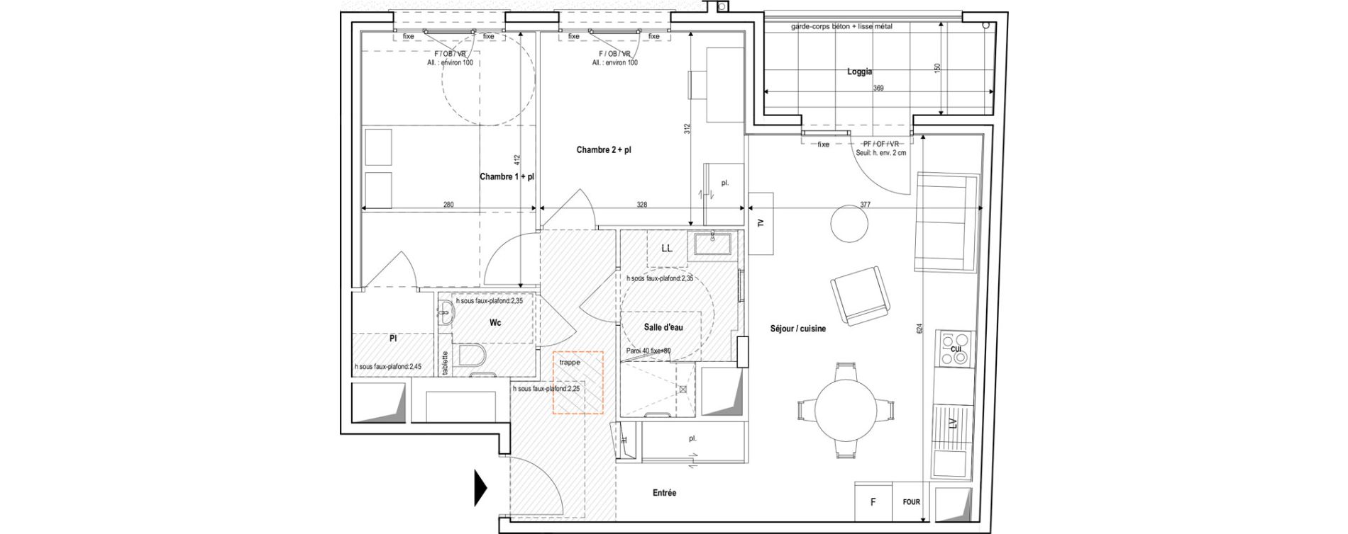 Appartement T3 meubl&eacute; de 63,40 m2 &agrave; Vichy Centre