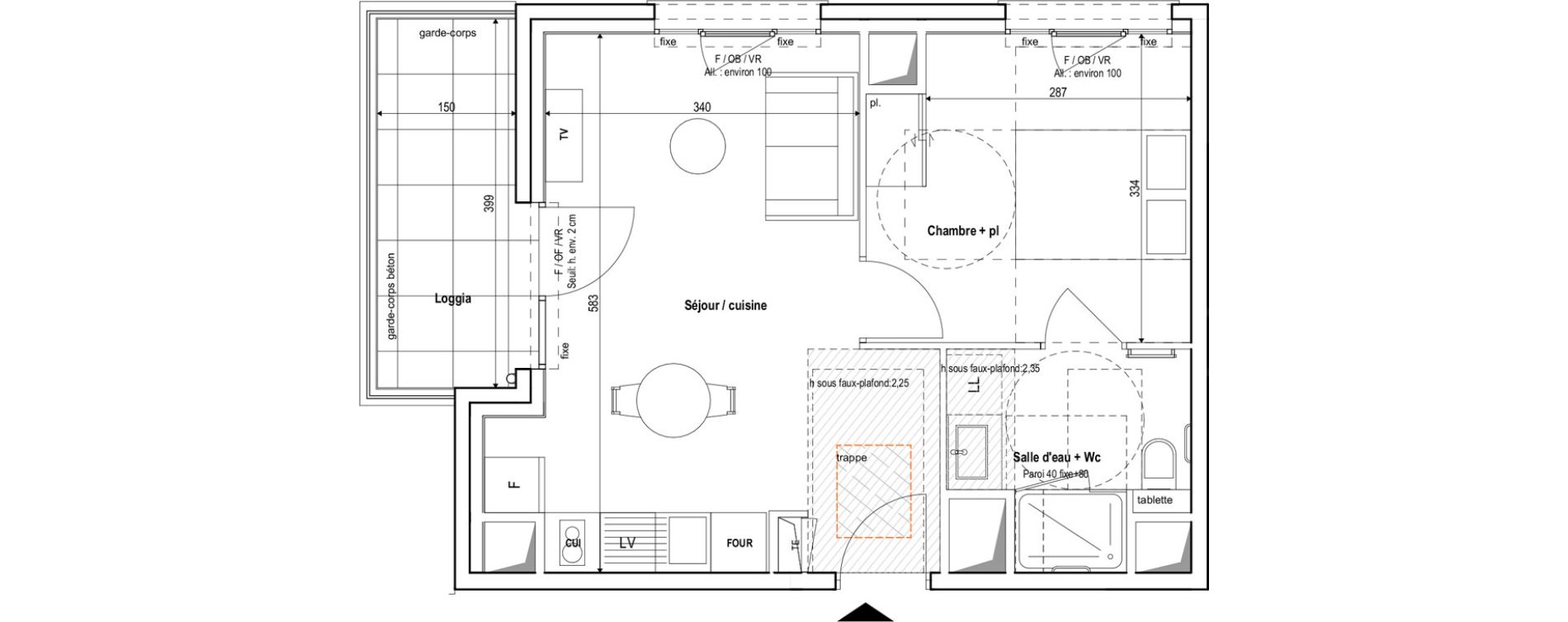 Appartement T2 meubl&eacute; de 38,90 m2 &agrave; Vichy Centre