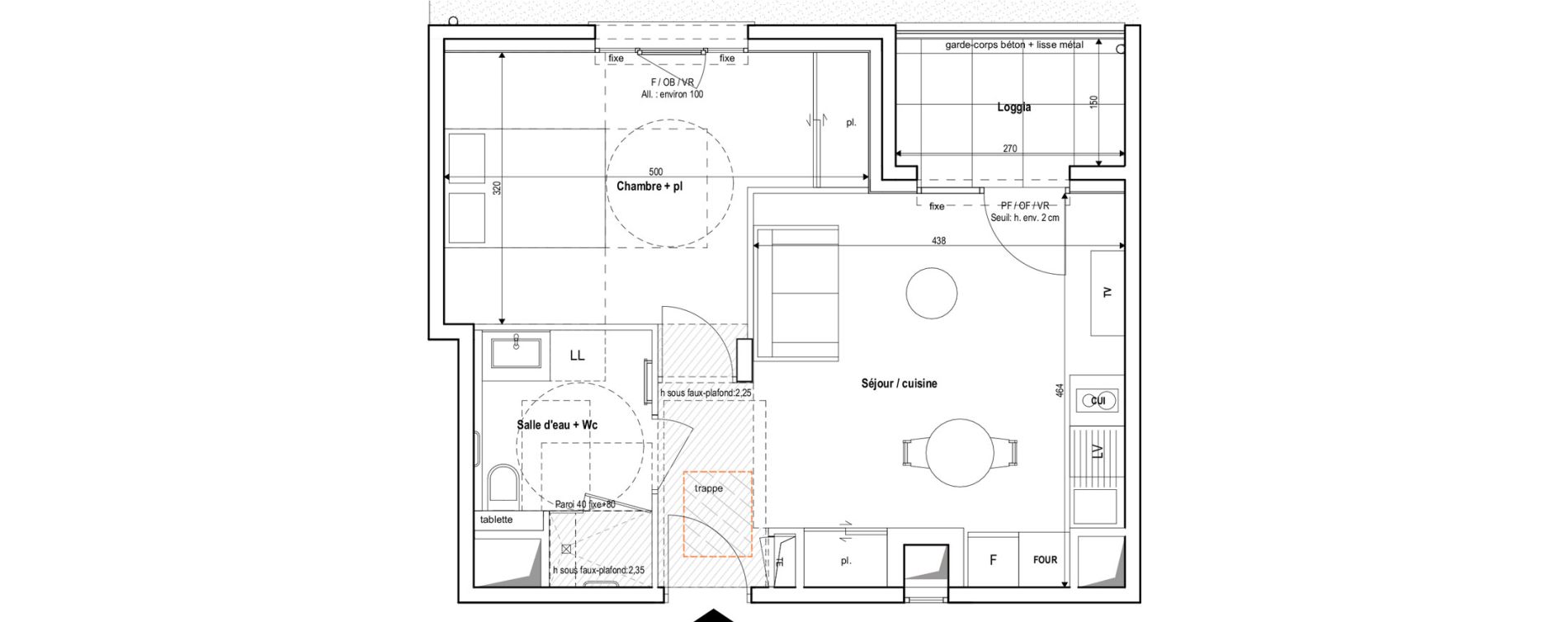 Appartement T2 meubl&eacute; de 41,70 m2 &agrave; Vichy Centre