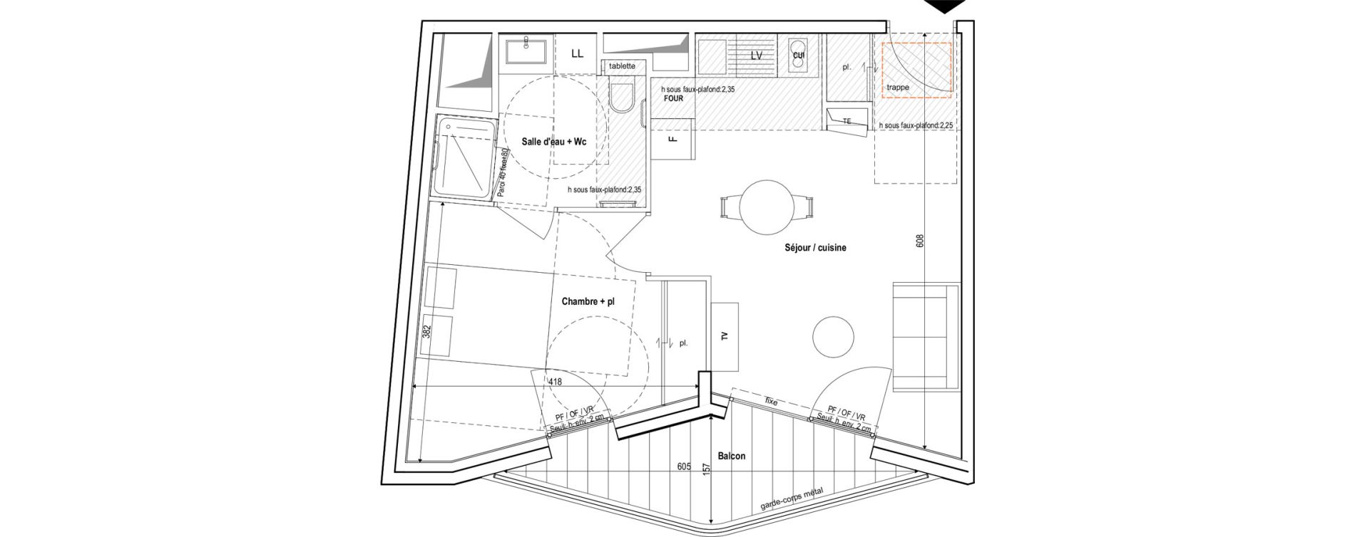 Appartement T2 meubl&eacute; de 42,40 m2 &agrave; Vichy Centre