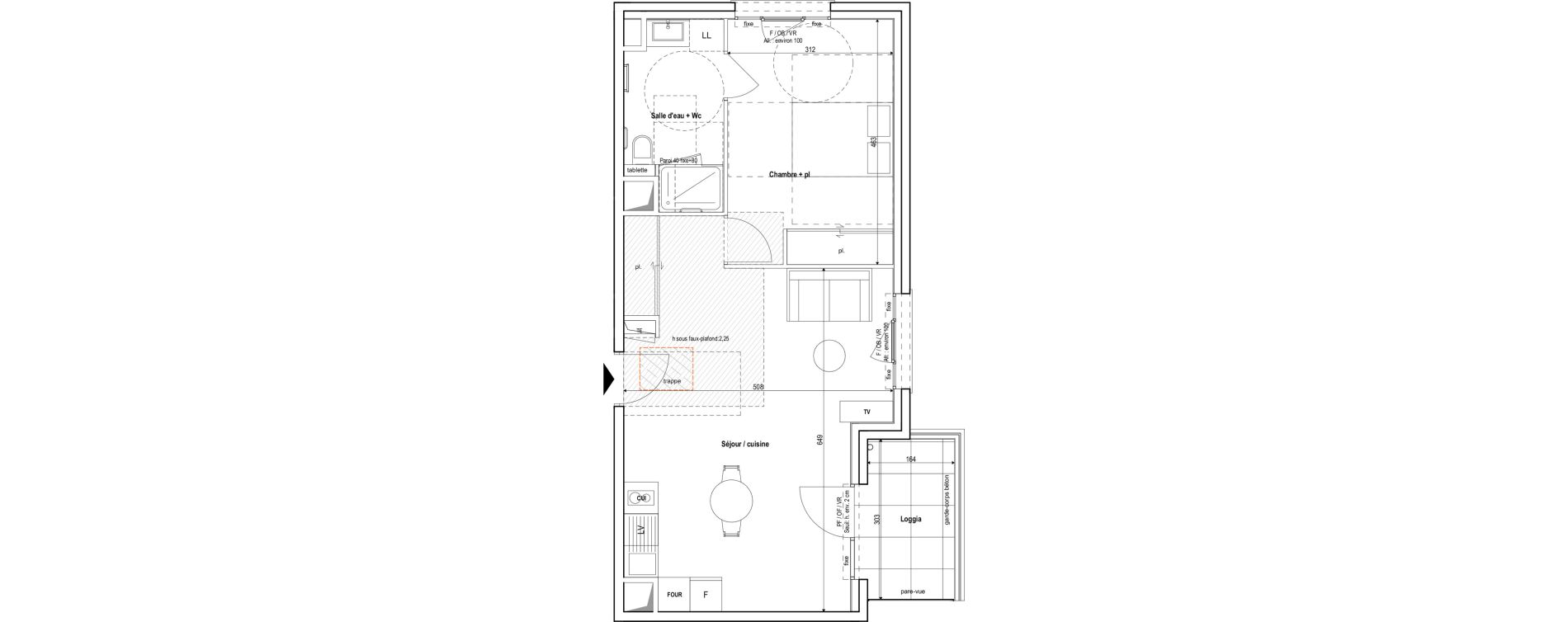 Appartement T2 meubl&eacute; de 51,90 m2 &agrave; Vichy Centre