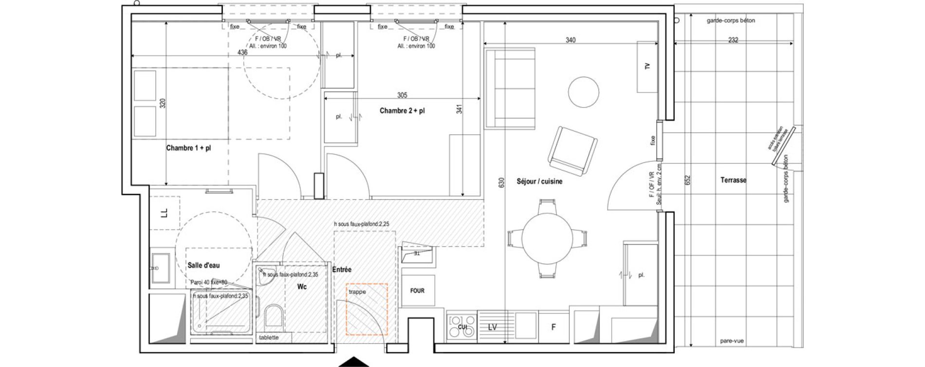 Appartement T3 meubl&eacute; de 59,00 m2 &agrave; Vichy Centre
