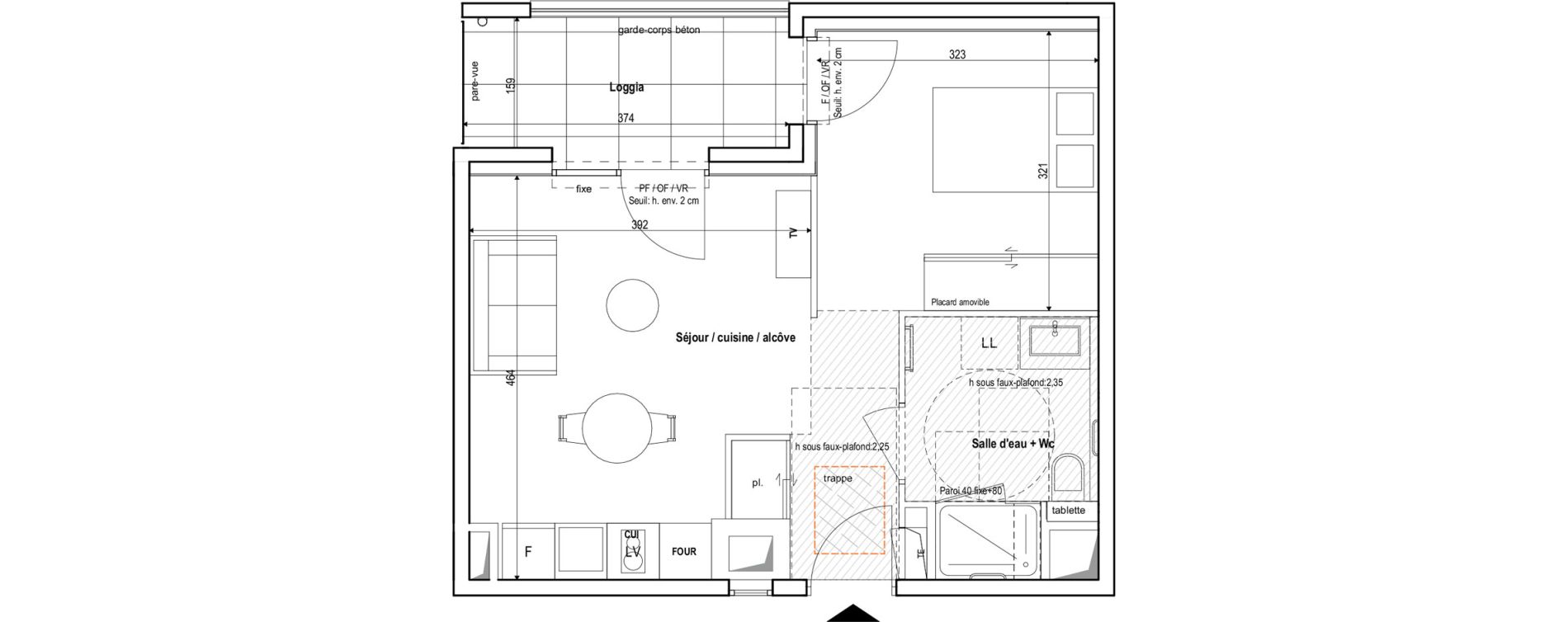 Appartement T2 meubl&eacute; de 36,70 m2 &agrave; Vichy Centre