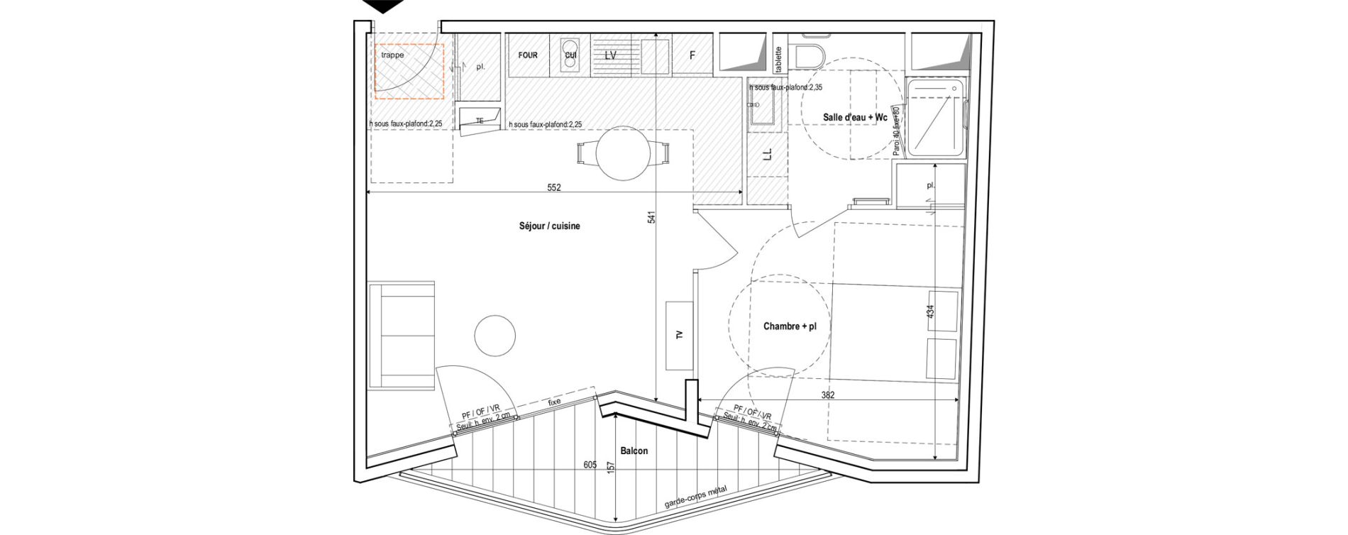 Appartement T2 meubl&eacute; de 48,80 m2 &agrave; Vichy Centre
