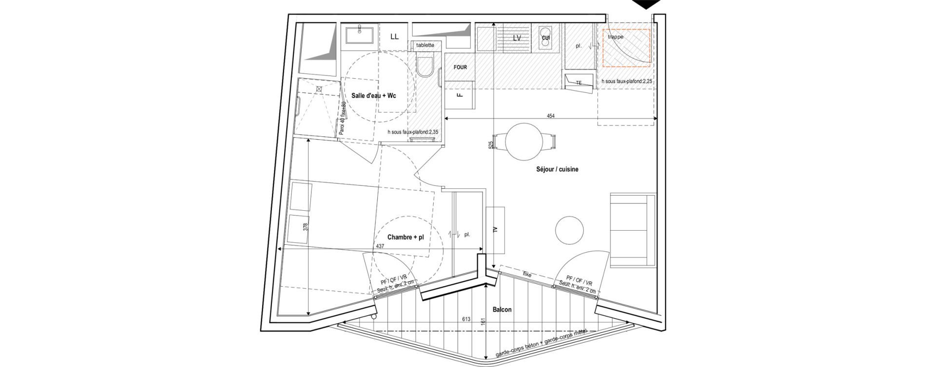 Appartement T2 meubl&eacute; de 42,20 m2 &agrave; Vichy Centre