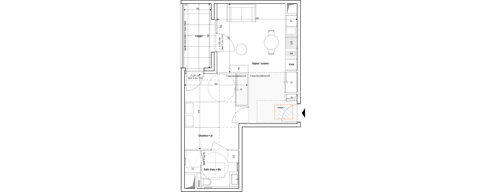 Appartement T2 meubl&eacute; de 42,60 m2 &agrave; Vichy Centre