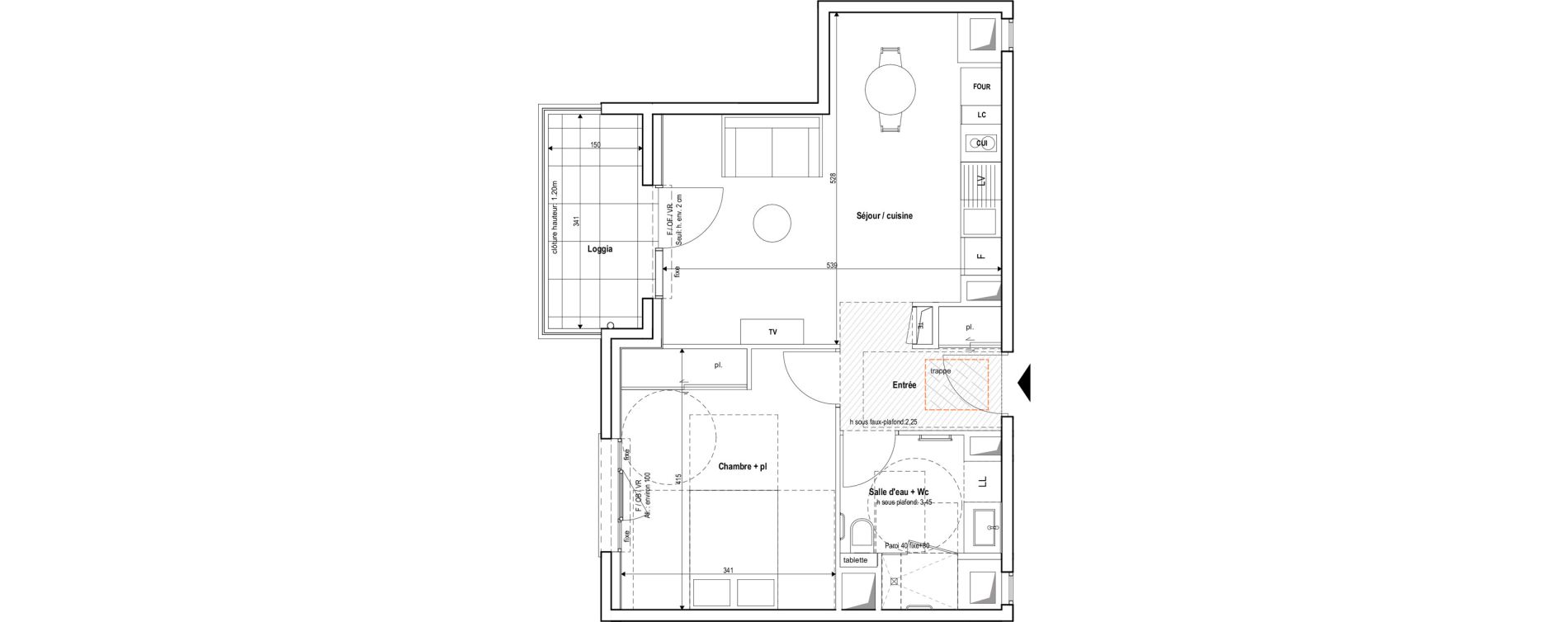 Appartement T2 meubl&eacute; de 46,50 m2 &agrave; Vichy Centre