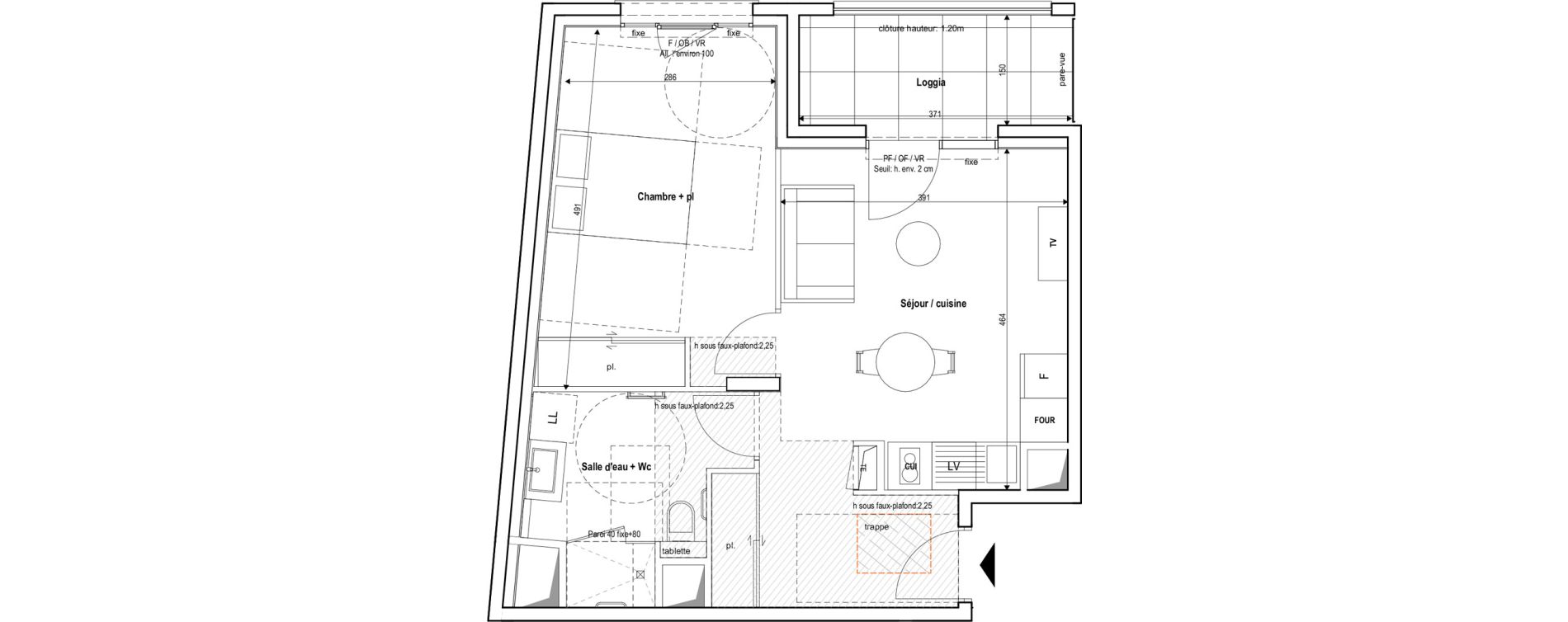 Appartement T2 meubl&eacute; de 45,00 m2 &agrave; Vichy Centre