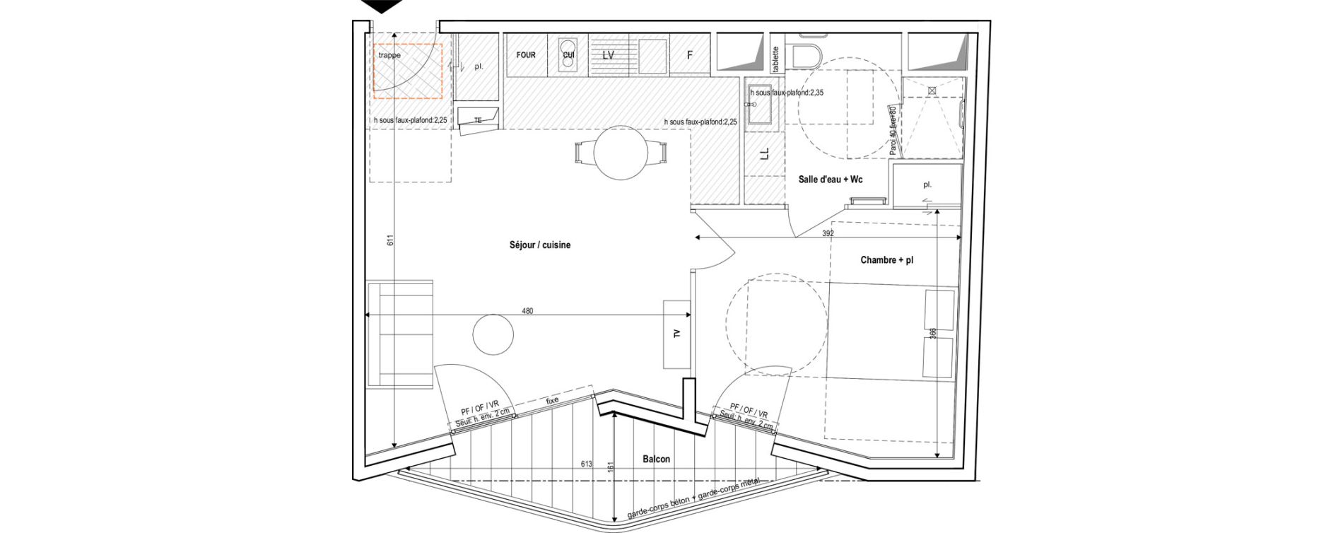 Appartement T2 meubl&eacute; de 48,90 m2 &agrave; Vichy Centre