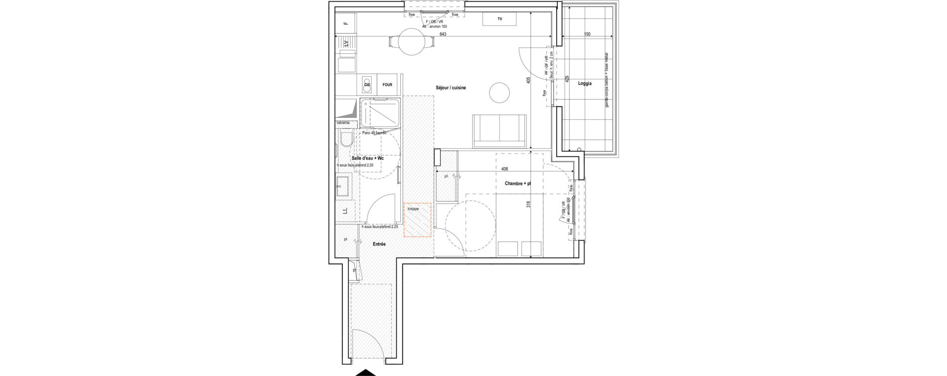 Appartement T2 meubl&eacute; de 51,30 m2 &agrave; Vichy Centre