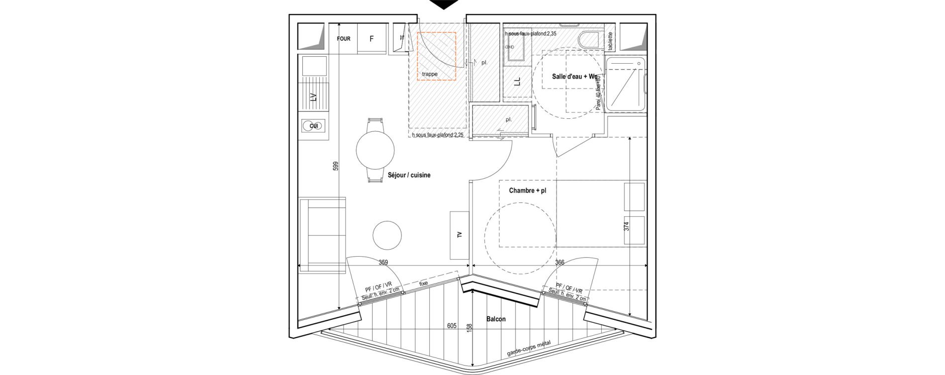 Appartement T2 meubl&eacute; de 40,20 m2 &agrave; Vichy Centre