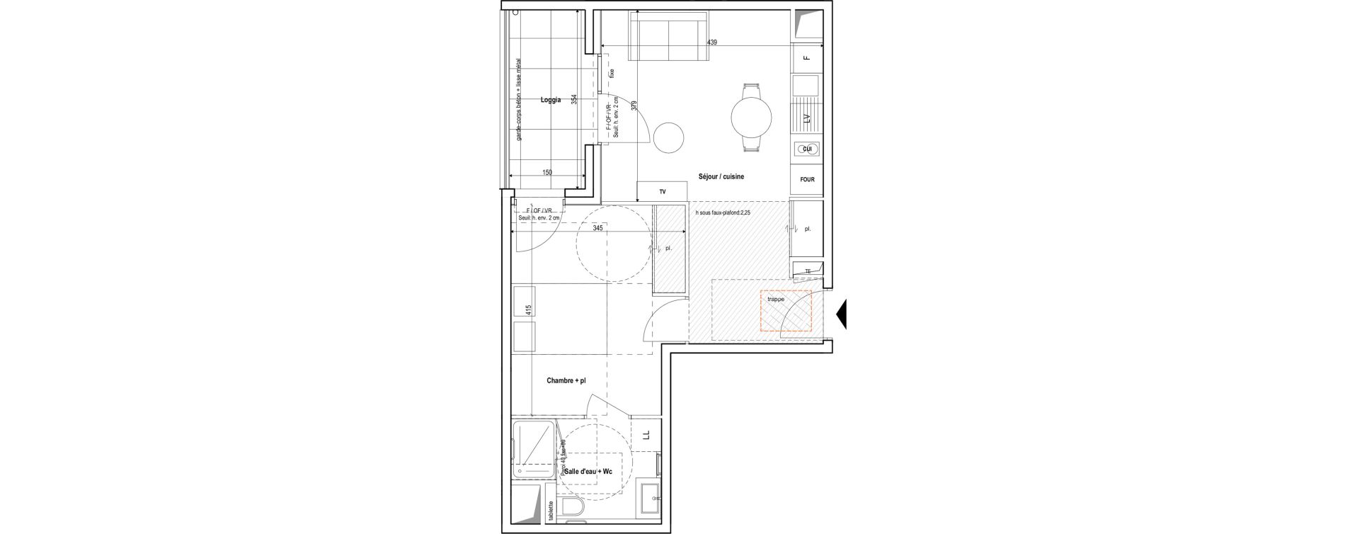 Appartement T2 meubl&eacute; de 42,60 m2 &agrave; Vichy Centre