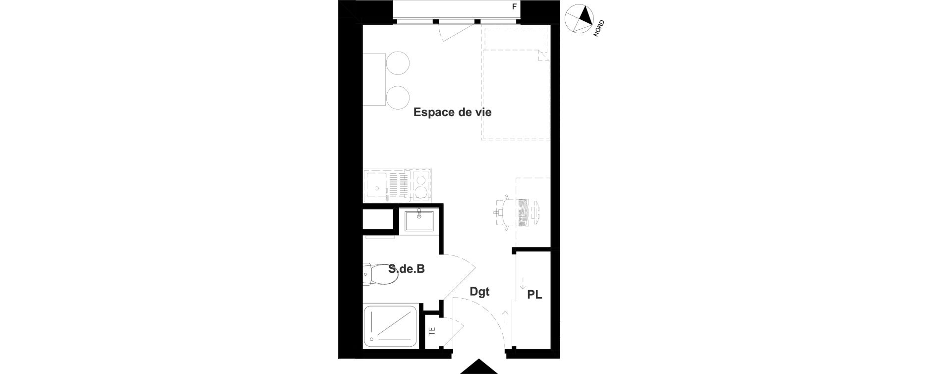 Appartement T1 meubl&eacute; de 17,41 m2 &agrave; Vichy France et rosi&egrave;res