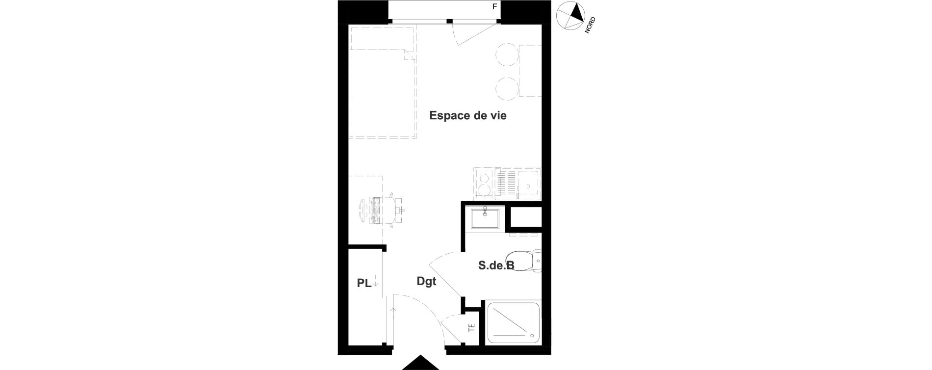 Appartement T1 meubl&eacute; de 18,16 m2 &agrave; Vichy France et rosi&egrave;res