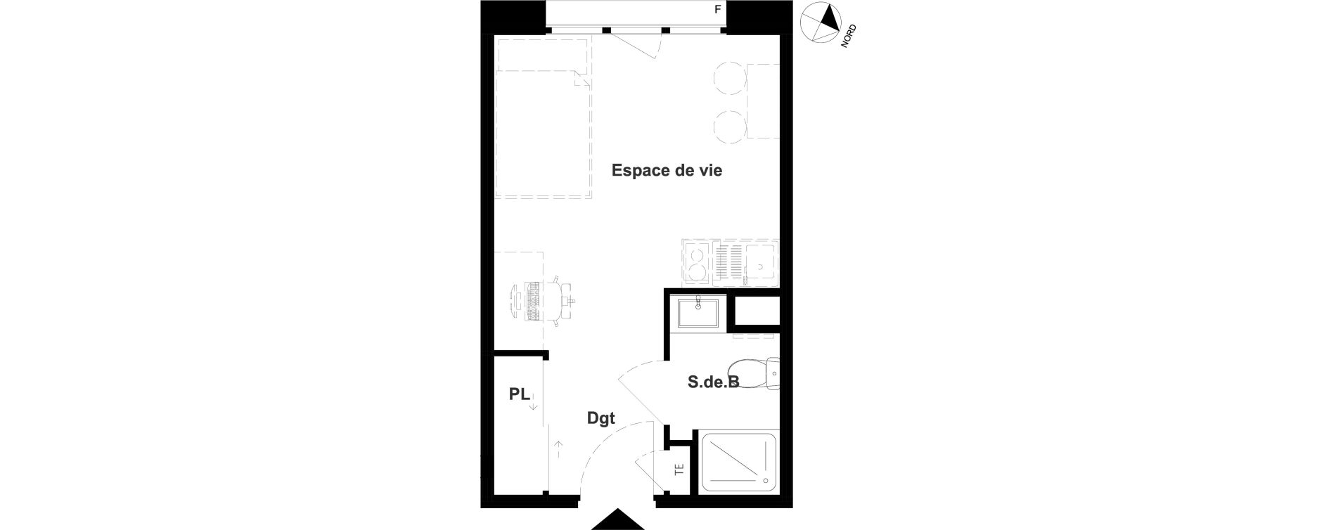 Appartement T1 meubl&eacute; de 18,72 m2 &agrave; Vichy France et rosi&egrave;res