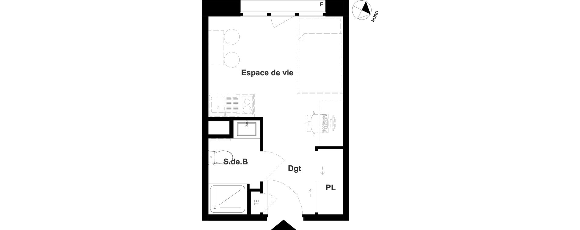 Appartement T1 meubl&eacute; de 17,04 m2 &agrave; Vichy France et rosi&egrave;res