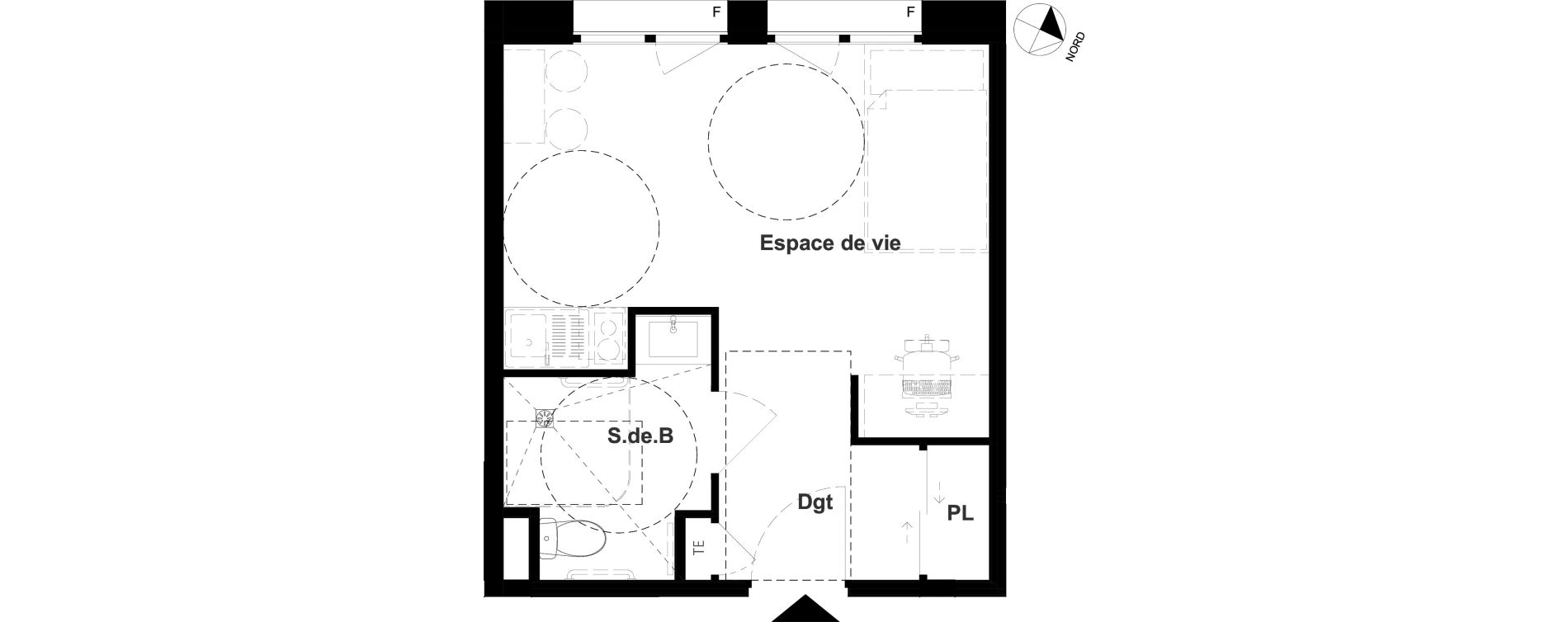 Appartement T1 meubl&eacute; de 22,98 m2 &agrave; Vichy France et rosi&egrave;res