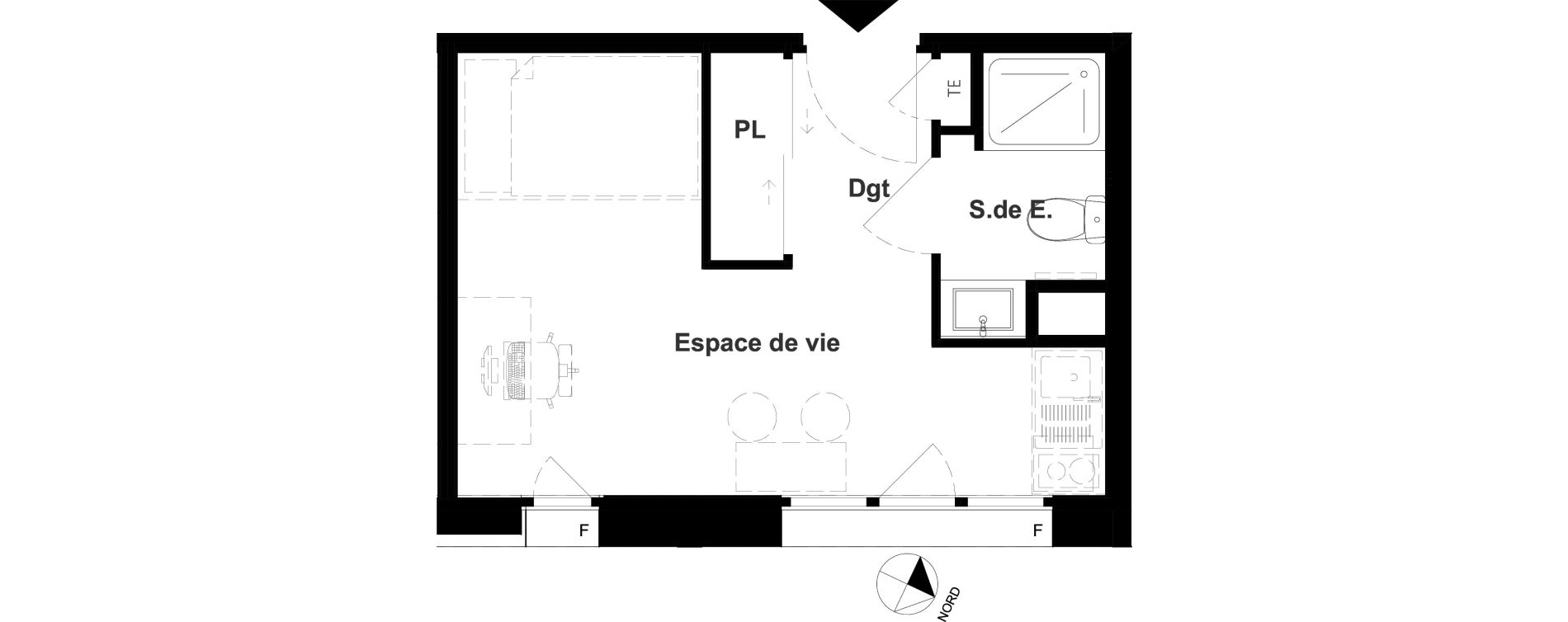 Appartement T1 meubl&eacute; de 18,18 m2 &agrave; Vichy France et rosi&egrave;res