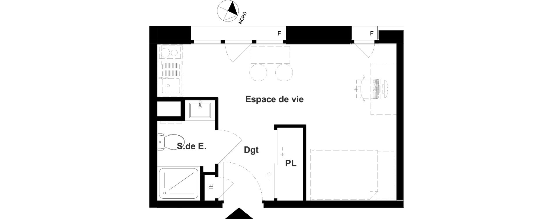 Appartement T1 meubl&eacute; de 19,13 m2 &agrave; Vichy France et rosi&egrave;res