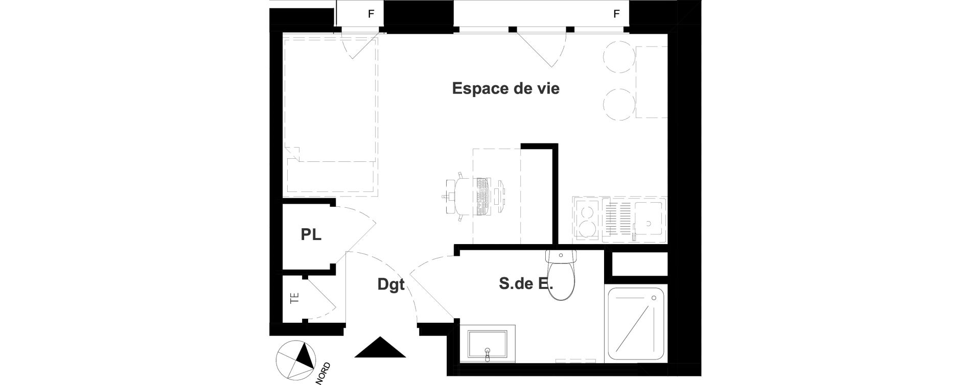 Appartement T1 meubl&eacute; de 17,93 m2 &agrave; Vichy France et rosi&egrave;res