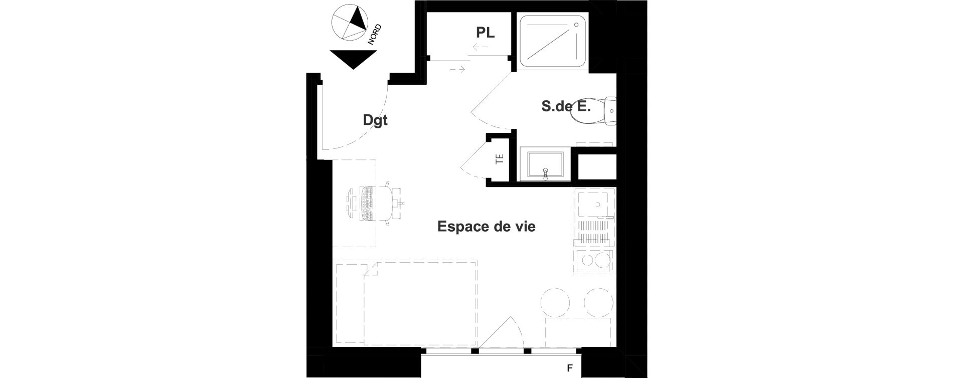 Appartement T1 meubl&eacute; de 15,80 m2 &agrave; Vichy France et rosi&egrave;res
