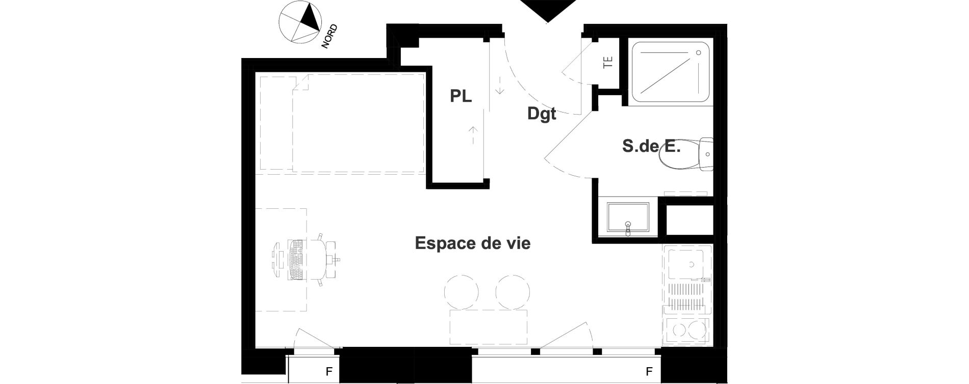 Appartement T1 meubl&eacute; de 17,59 m2 &agrave; Vichy France et rosi&egrave;res