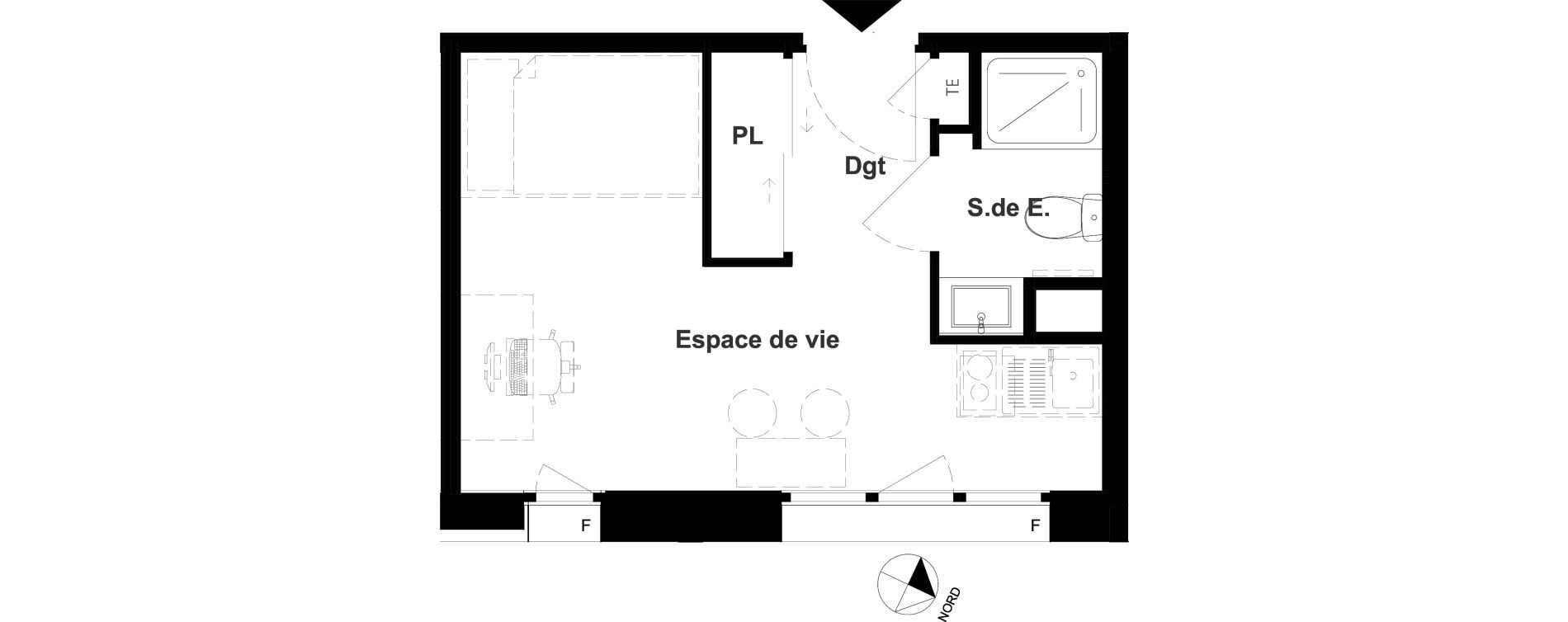 Appartement T1 meubl&eacute; de 18,18 m2 &agrave; Vichy France et rosi&egrave;res
