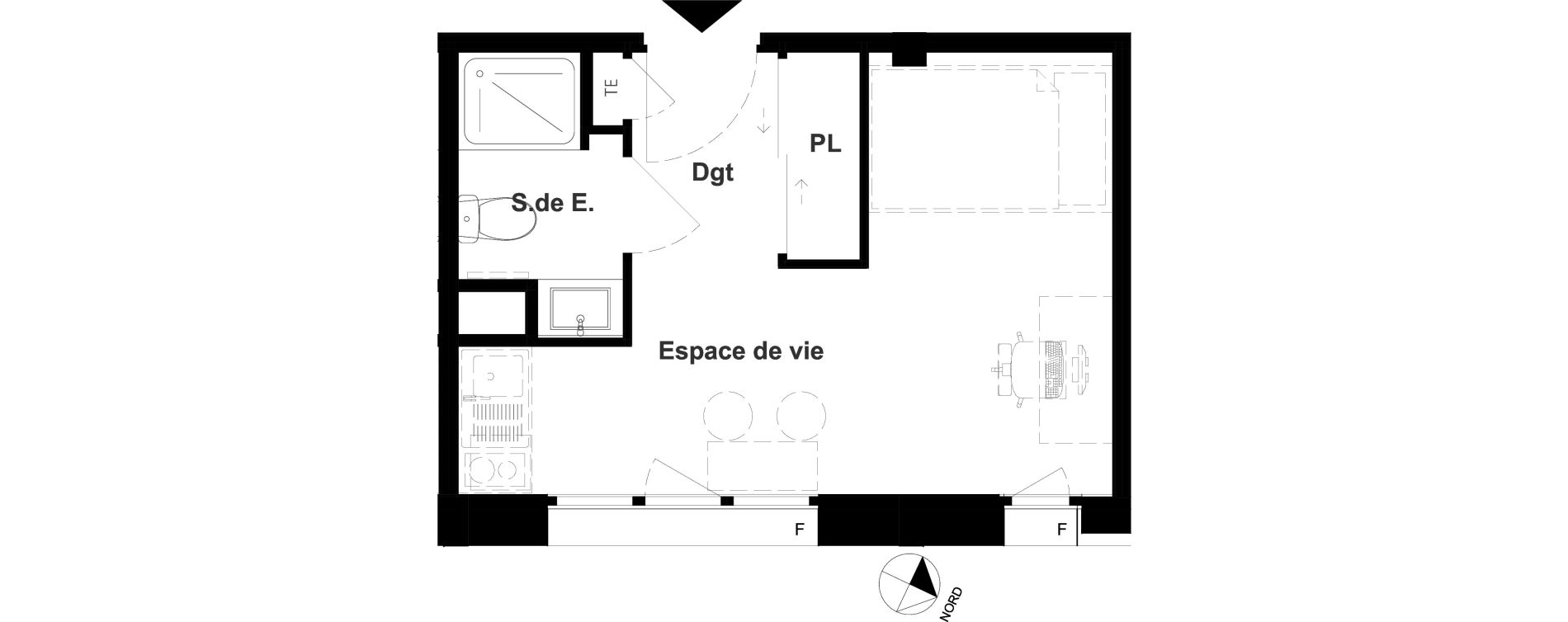 Appartement T1 meubl&eacute; de 18,26 m2 &agrave; Vichy France et rosi&egrave;res