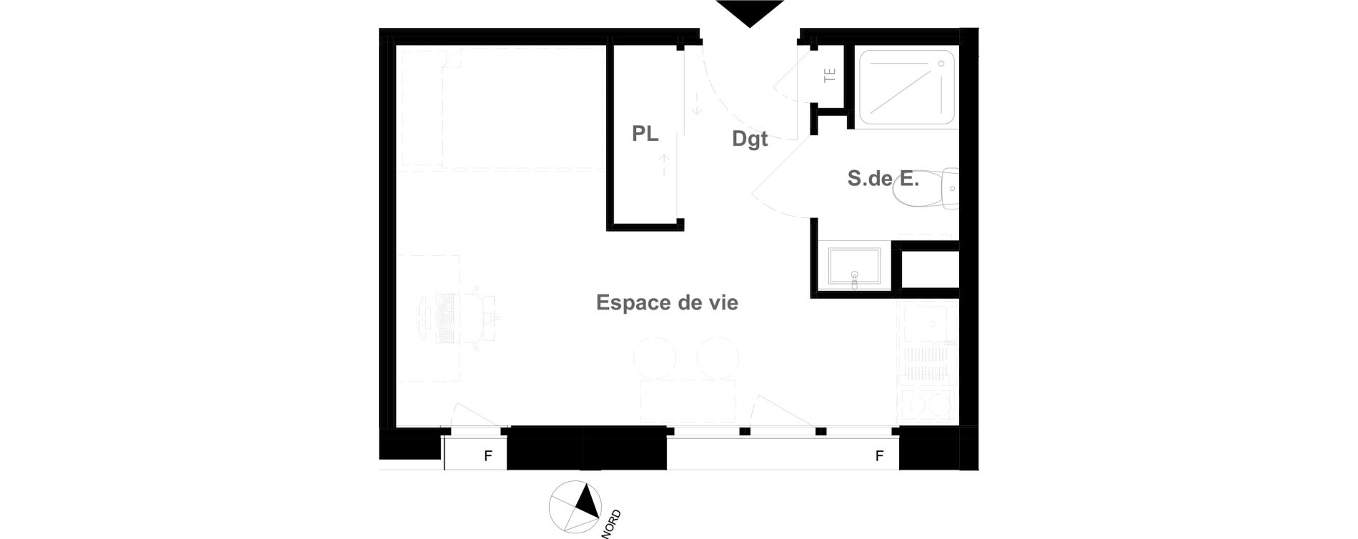 Appartement T1 meubl&eacute; de 18,29 m2 &agrave; Vichy France et rosi&egrave;res