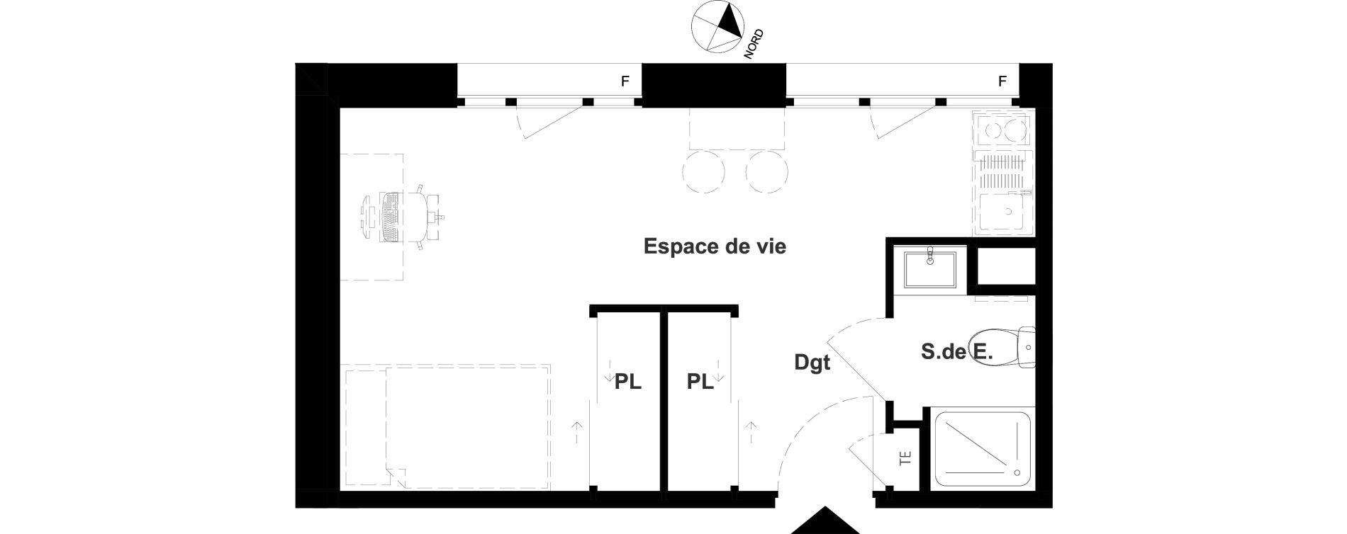 Appartement T1 de 22,75 m2 &agrave; Vichy France et rosi&egrave;res