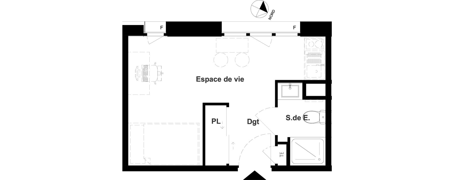 Appartement T1 meubl&eacute; de 19,13 m2 &agrave; Vichy France et rosi&egrave;res