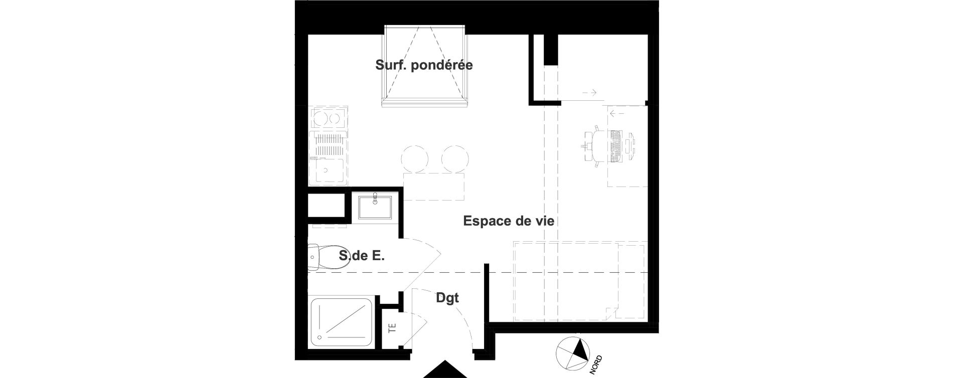 Appartement T1 meubl&eacute; de 16,37 m2 &agrave; Vichy France et rosi&egrave;res
