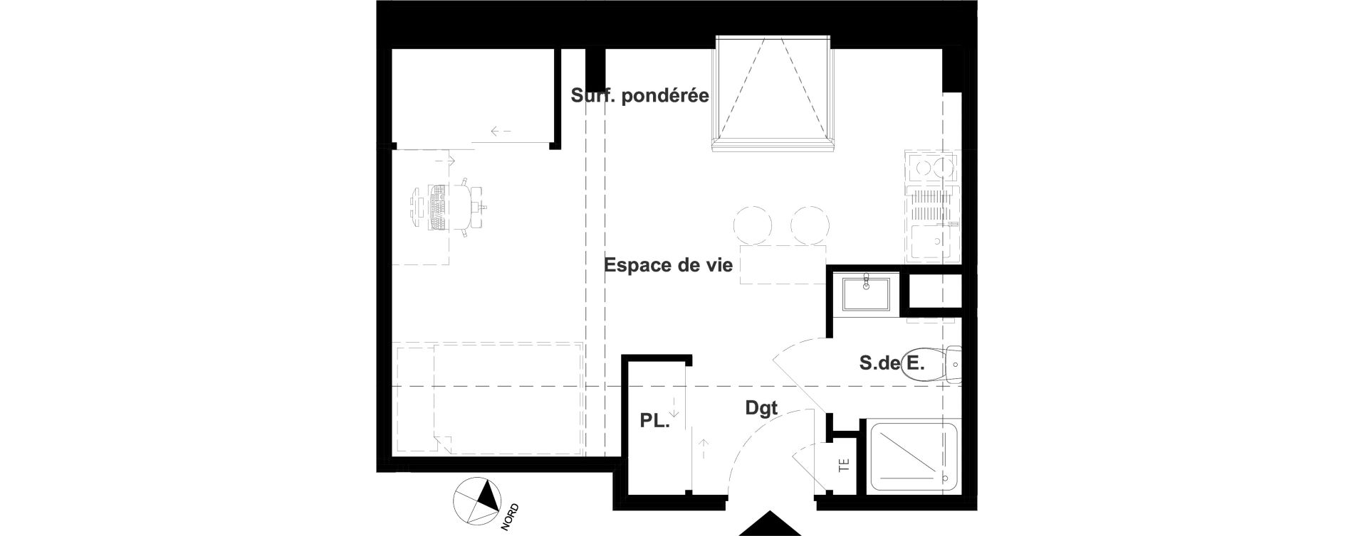 Appartement T1 meubl&eacute; de 19,49 m2 &agrave; Vichy France et rosi&egrave;res