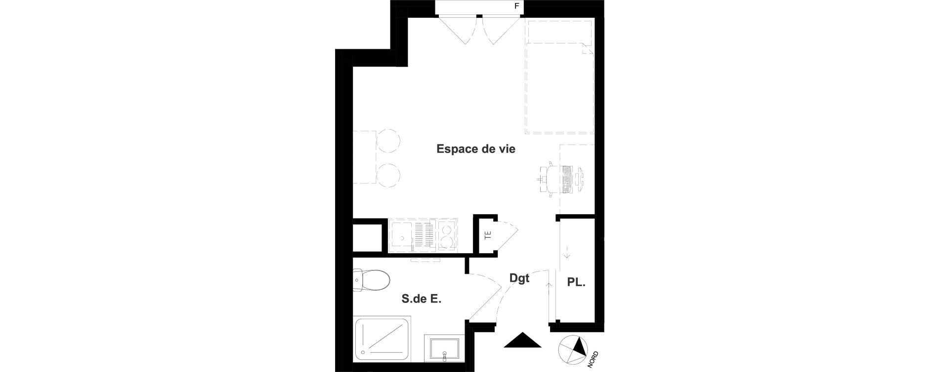 Appartement T1 meubl&eacute; de 21,24 m2 &agrave; Vichy France et rosi&egrave;res