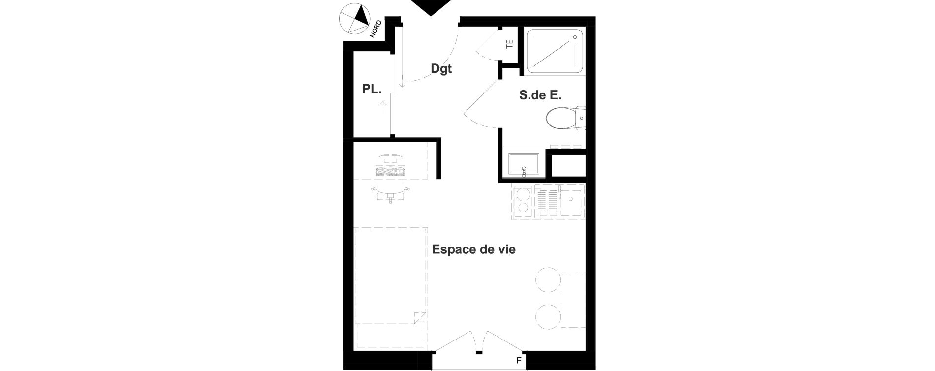 Appartement T1 meubl&eacute; de 18,41 m2 &agrave; Vichy France et rosi&egrave;res