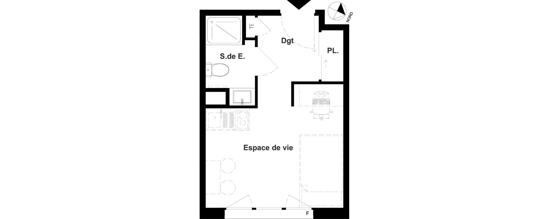 Appartement T1 meubl&eacute; de 18,41 m2 &agrave; Vichy France et rosi&egrave;res