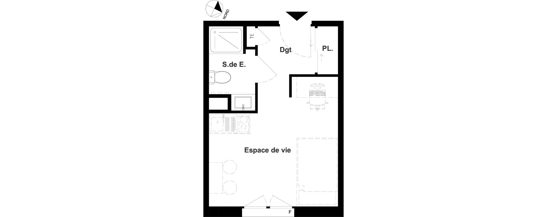 Appartement T1 meubl&eacute; de 18,68 m2 &agrave; Vichy France et rosi&egrave;res
