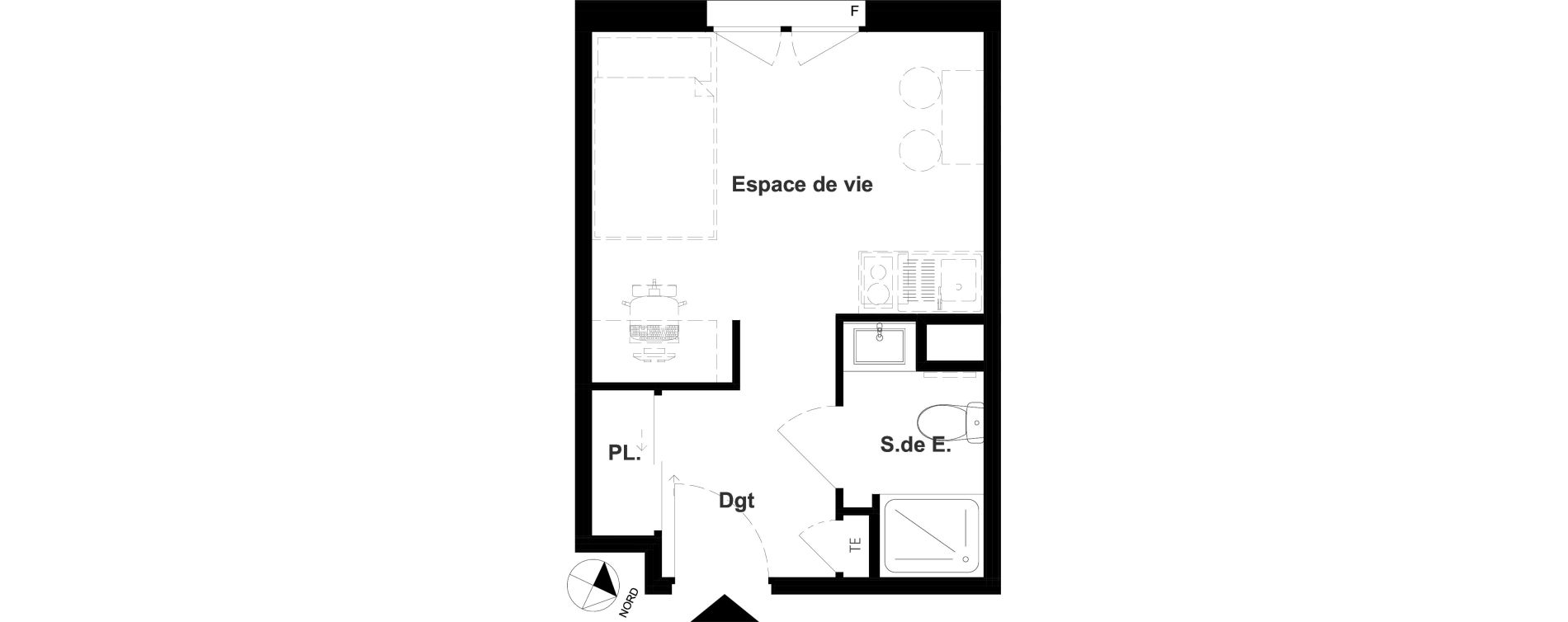 Appartement T1 meubl&eacute; de 18,37 m2 &agrave; Vichy France et rosi&egrave;res