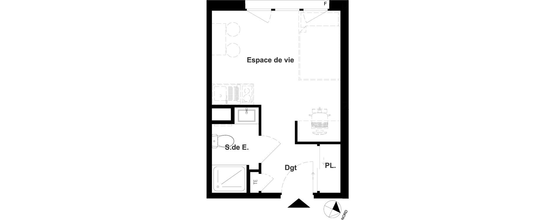 Appartement T1 meubl&eacute; de 18,33 m2 &agrave; Vichy France et rosi&egrave;res